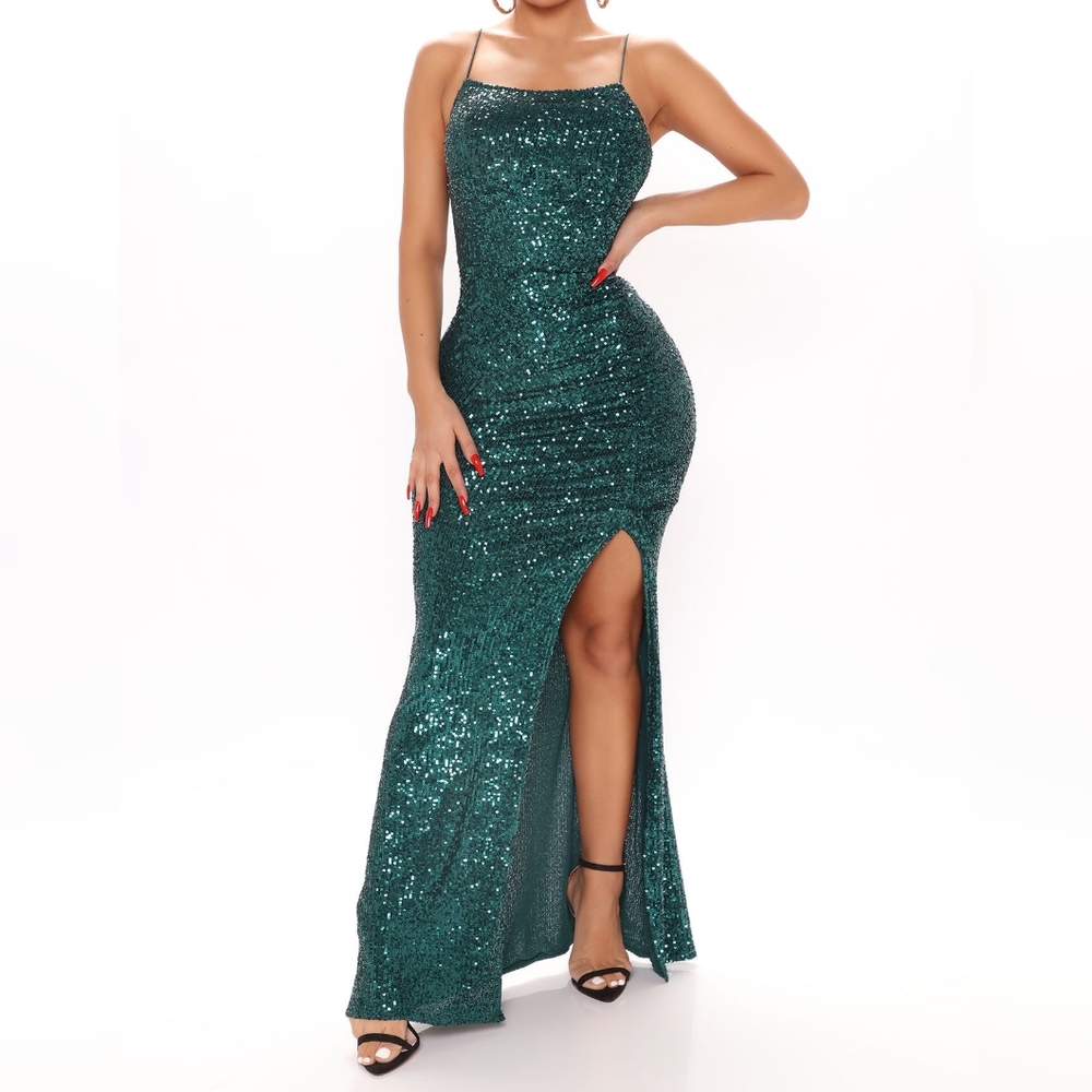 Highlight Turquoise Sequin Maxi Dress